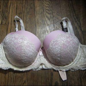 NWT- Victoria's Sercret Pink & Ivory Demi Bra 36C